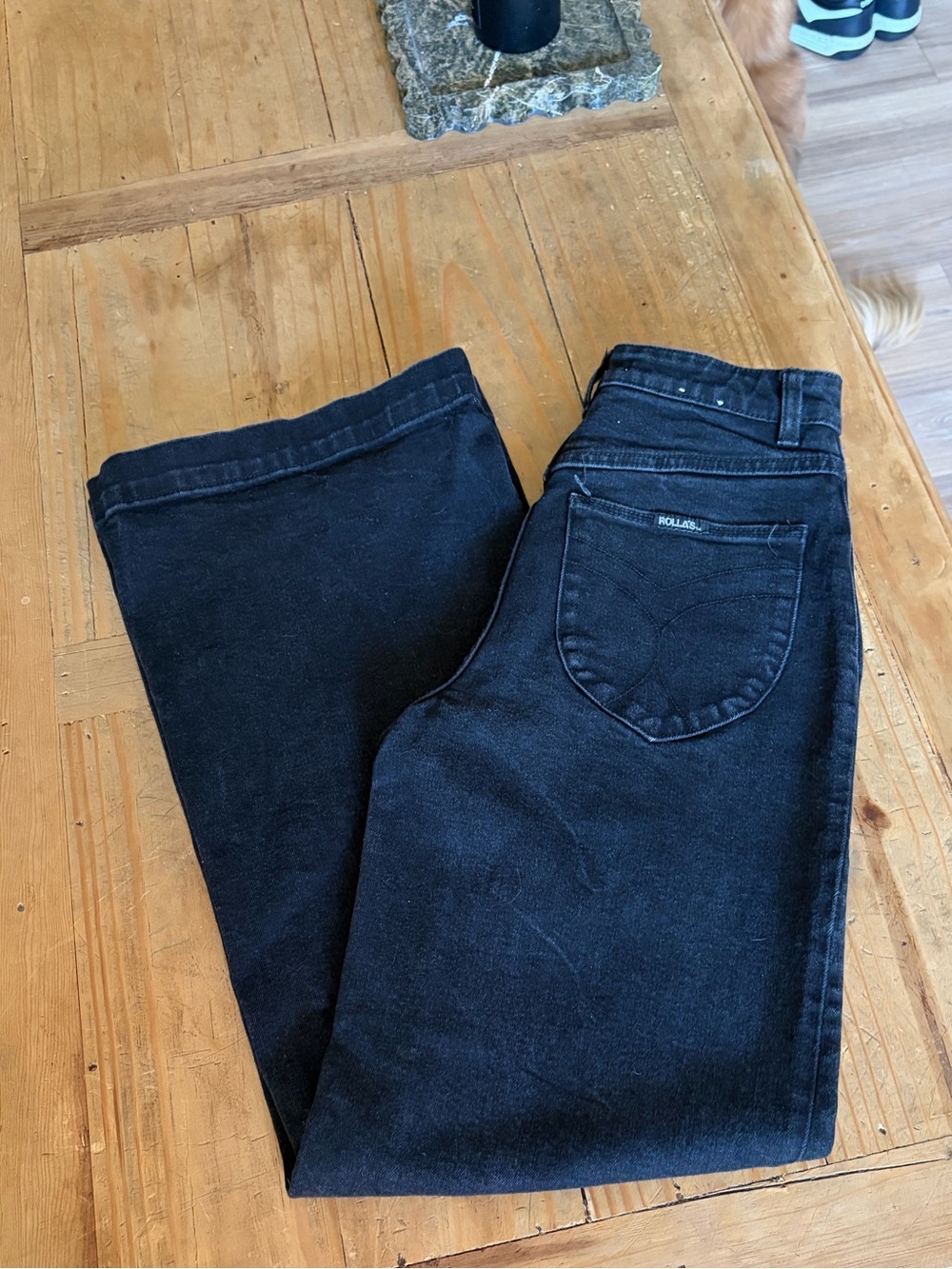 Rollas soulor long jeans trouser black wide leg
